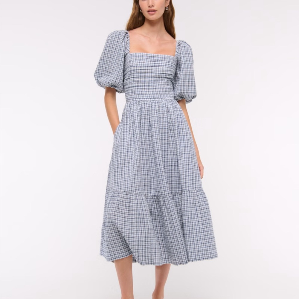 Abercrombie & Fitch Emerson Linen-Blend Puff Sleeve Dress